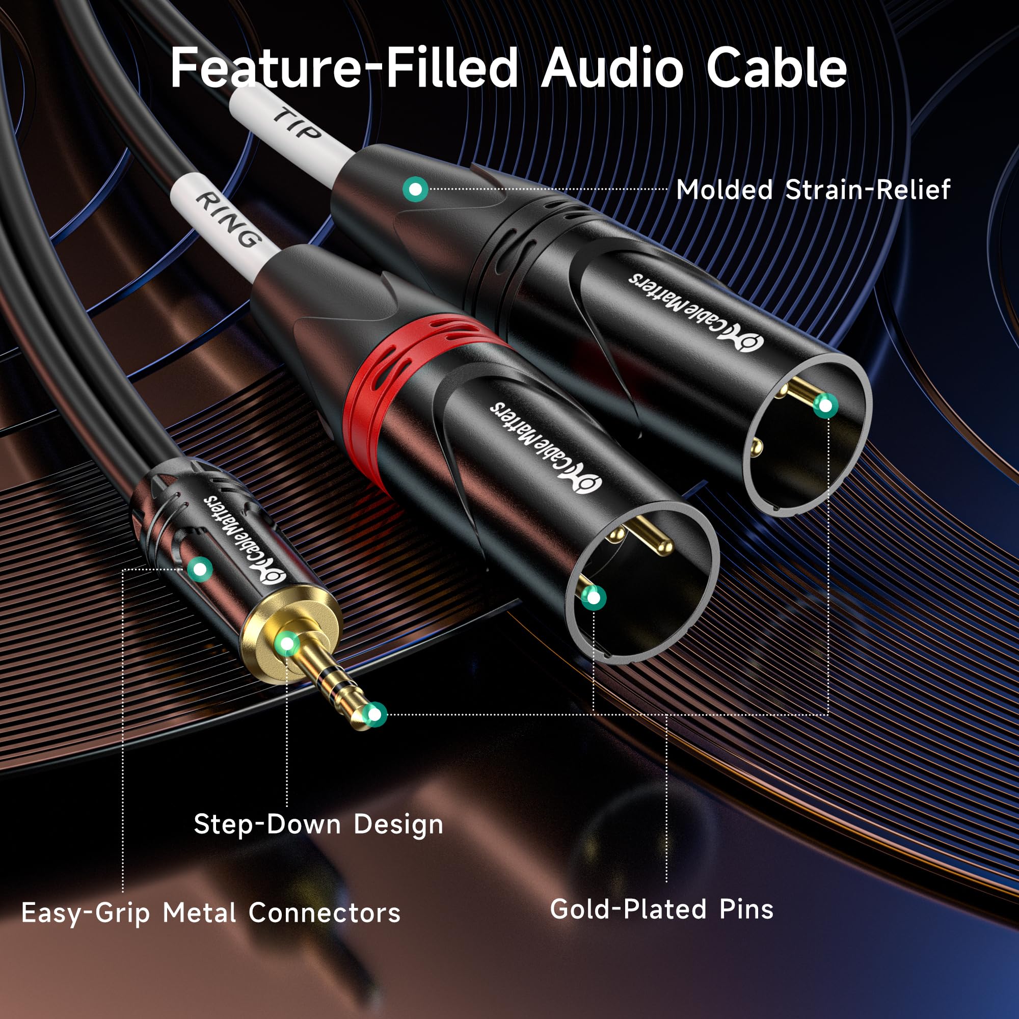 りこ ページ Cable Matters 3.5mm 1/8 Inch TRS to 2 XLR Cable, Male to Male Aux